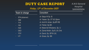 Duty Case Report: Medical Cases at A.W.S General Hospital