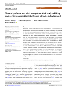 Thermal Preference of Mosquitoes and Midges at Different Altitudes in Switzerland