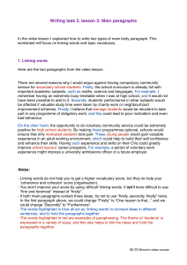 IELTS Writing Task 2: Main Paragraphs Worksheet