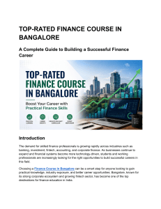 Top-Rated Finance Course in Bangalore: A Complete Guide