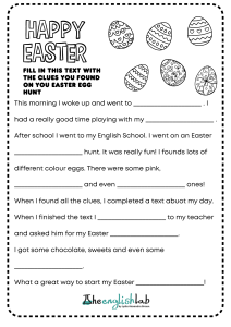 Happy Easter English Worksheet for Kids