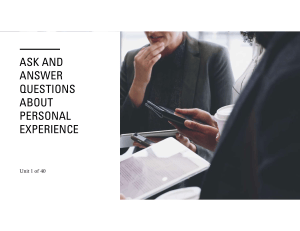 English Lesson: Ask & Answer Questions About Personal Experience