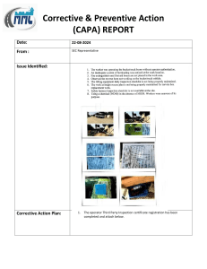 CAPA Report: Workplace Safety Corrective Actions