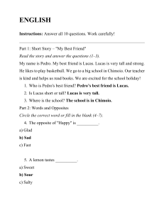 English Worksheet: Short Story & Vocabulary Questions