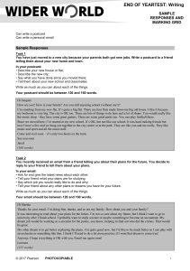 WIDER WORLD End of Year Test Writing Samples