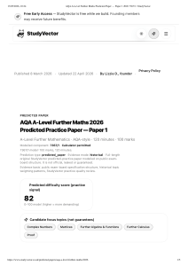 AQA A-Level Further Maths 2026 Paper 1 Predicted Paper