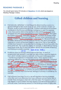 Gifted Children and Learning: Reading Passage