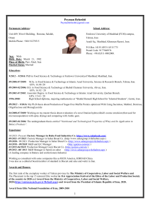 Peyman Beheshti - Food Science & Technology Resume