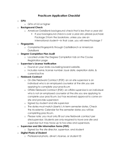 Practicum Application Checklist: Requirements for Fieldwork
