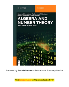 Algebra and Number Theory: Highlights Textbook Summary