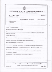 ZIMSEC A-Level Accounting Paper 3 Case Study 2017