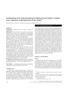 Undereating and Underrecording in Obese Men: Selective Fat Underreporting