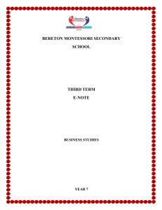 Bereton Montessori Year 7 Business Studies E-Note