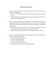 Dividend Payout Policy Problem Set