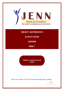 Mathematics Activity Book: Patterns, Sequences & Series