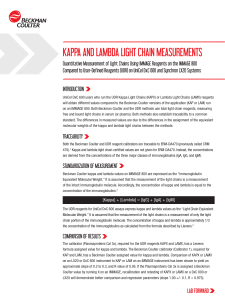 Kappa Lambda Light Chain Measurements: IMMAGE vs UDR Reagents