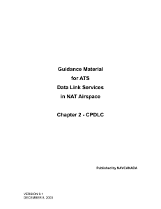CPDLC Guidance for NAT Airspace ATS Data Link Services