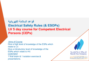 Electrical Safety Rules & ESOPs Course for CEPs