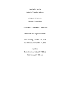 Lab 02: Sensible & Latent Heat - Thermo-Fluids I Lab