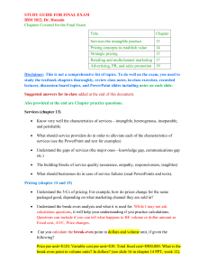 Study Guide for IBM 3012 Final Exam: Marketing Topics
