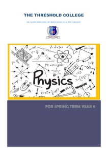 Physics Scheme of Work for Year 9 Students