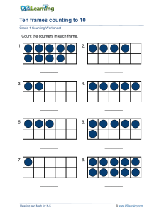 Grade 1 Ten Frames Counting Worksheet