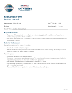 Toastmasters Lessons Learned Evaluation Form