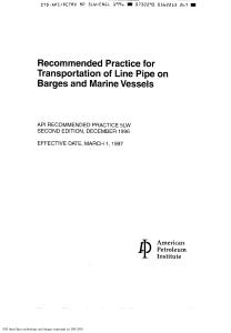 API RP 5LW: Line Pipe Transportation on Barges & Vessels