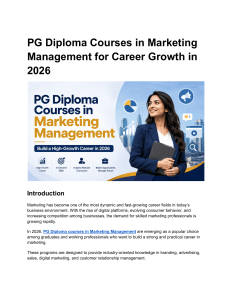 PG Diploma in Marketing Management 2026
