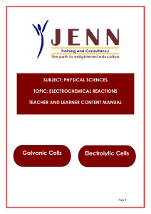 Electrochemical Reactions Manual: Galvanic & Electrolytic Cells