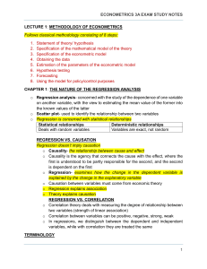 Econometrics 3A Exam Study Notes: Methodology & Regression