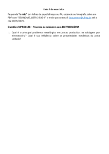Lista de Exerc&iacute;cios 2: Processos de Soldagem