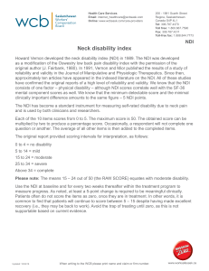 Neck Disability Index Questionnaire