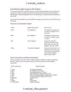 Early Modern English for SAT Students: Pronouns & Contractions