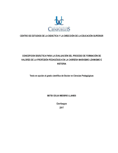 Concepci&oacute;n did&aacute;ctica para evaluar valores en Marxismo Leninismo e Historia