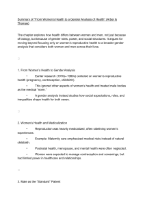 Gender Analysis of Health: Summary of Arber & Thomas