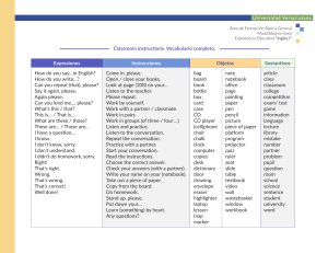 Classroom Instructions & Vocabulary - English I