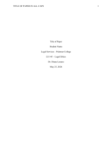 Legal Ethics Research Paper: Moral Values & Morality Analysis