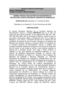 NTON 22 001-04: Norma Nicarag&uuml;ense de Protecci&oacute;n Contra Incendios