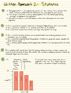 Statistics Homework 2: Descriptive Statistics Questions