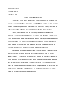 Human Nature: A Short Reflection on Aristotle's Good Life
