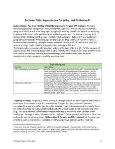 Technical Note: Segmentation, Targeting, Positioning