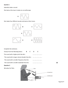Sound Waves Worksheet: Oscilloscope Traces & Pitch/Volume Questions
