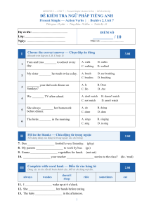 Beehive 2 Unit 7 Present Simple English Test