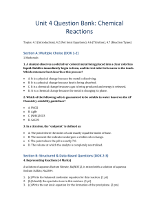 Unit 4 Chemical Reactions Question Bank