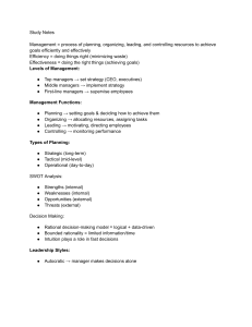 Management Study Notes: Key Concepts & Definitions