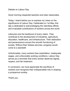 Debate on Labour Day: Workers' Contributions & Fair Treatment