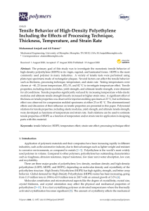 Tensile Behavior of HDPE: Effects of Processing, Thickness, Temperature, Strain Rate