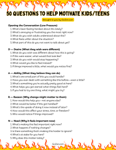 50 Questions to Motivate Kids/Teens