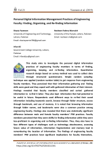 Personal Digital Information Management Practices of Engineering Faculty